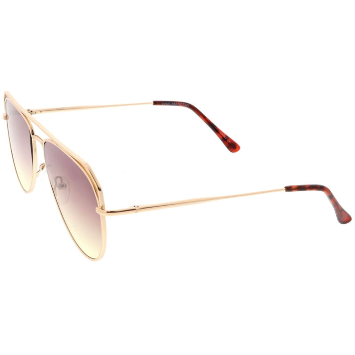 Modern Aviator Sunglasses Open Metal Double Crossbar Gradient Flat Lens 55mm Image 3