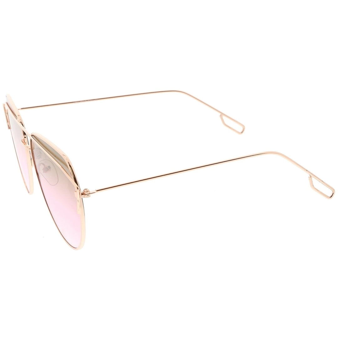 Modern Aviator Sunglasses Metal Crossbar Slim Arms Color Gradient Flat Lens 58mm Image 3