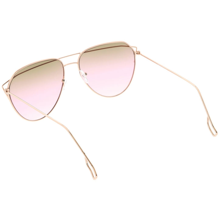 Modern Aviator Sunglasses Metal Crossbar Slim Arms Color Gradient Flat Lens 58mm Image 4