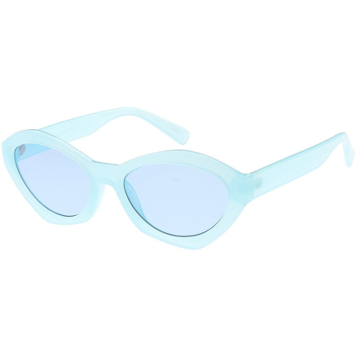 Modern Chunky Mono Colored Cat Eye Sunglasses Oval Flat Lens 56mm Image 2