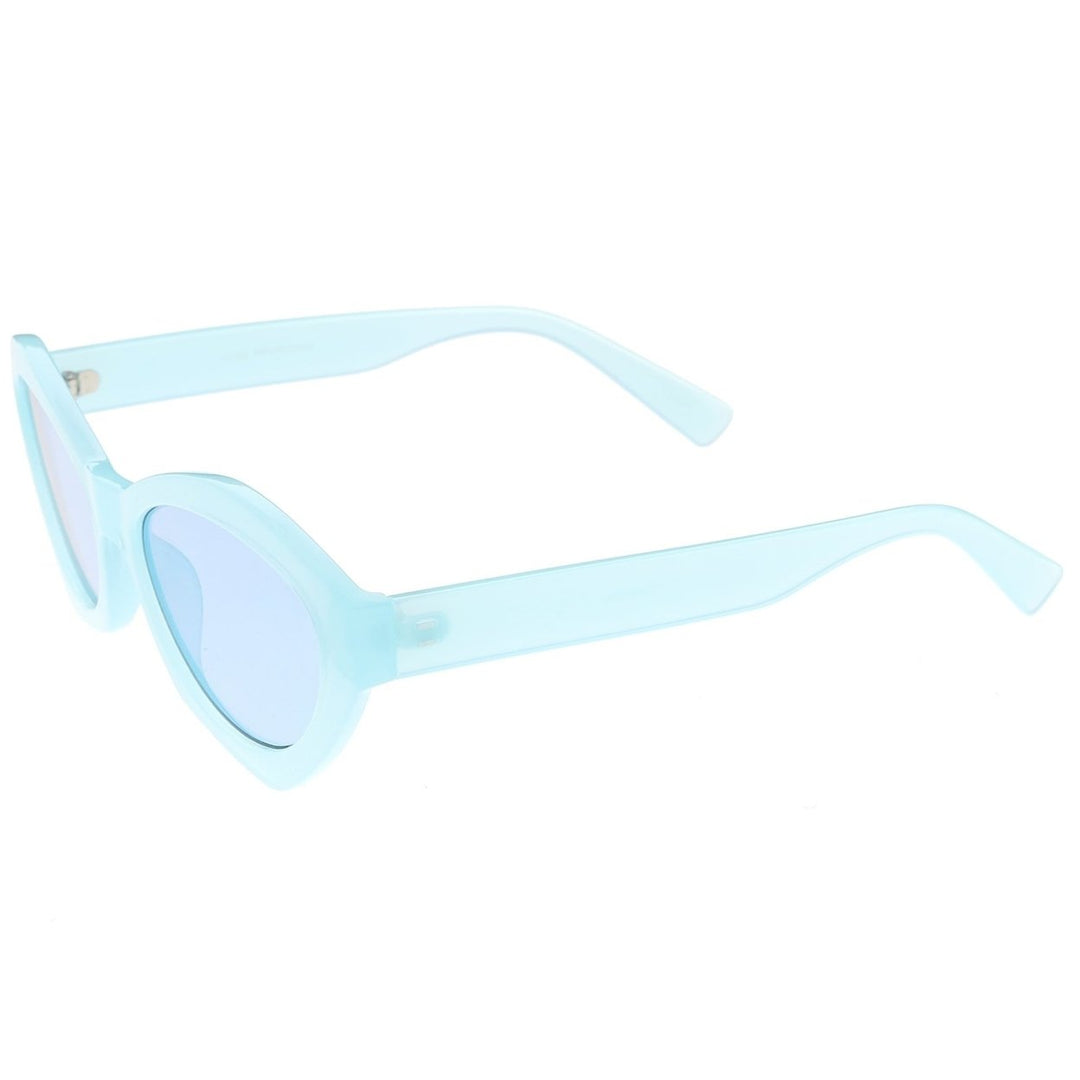 Modern Chunky Mono Colored Cat Eye Sunglasses Oval Flat Lens 56mm Image 3