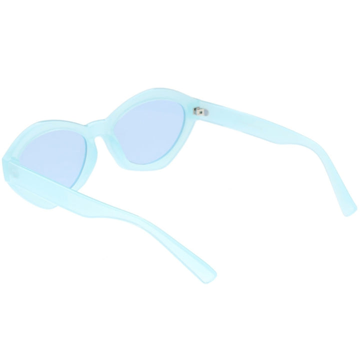 Modern Chunky Mono Colored Cat Eye Sunglasses Oval Flat Lens 56mm Image 4