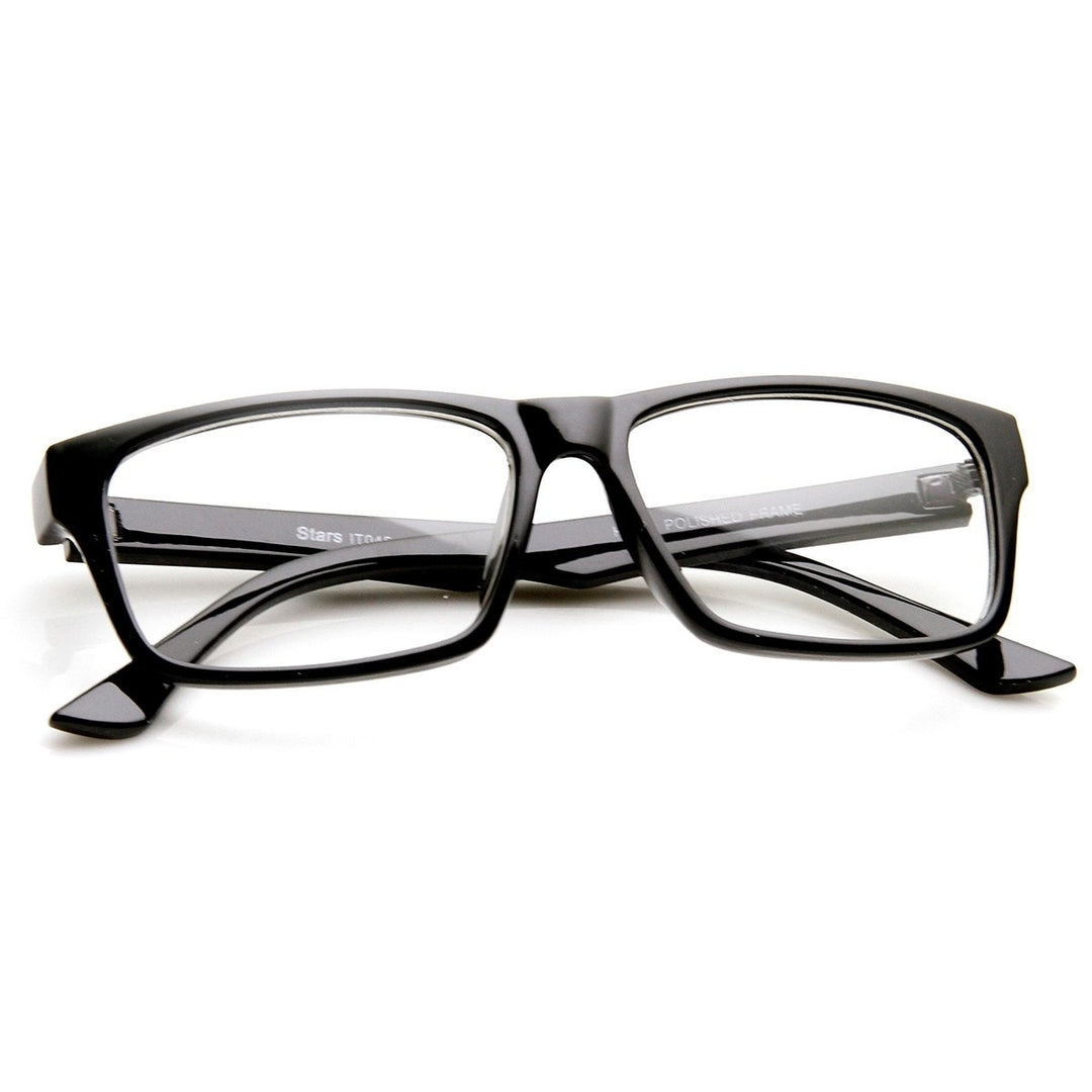 Modern Fashion Basic Mod Rectangular Clear Lens Glasses Image 4