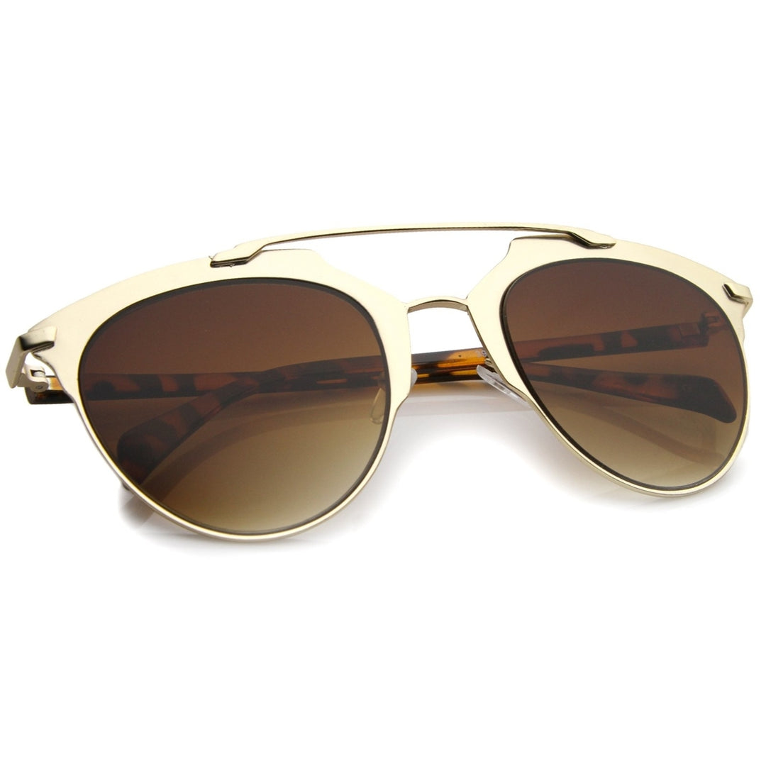 Modern Fashion Matte Metal Frame Double Bridge Pantos Aviator Sunglasses 55mm Image 4