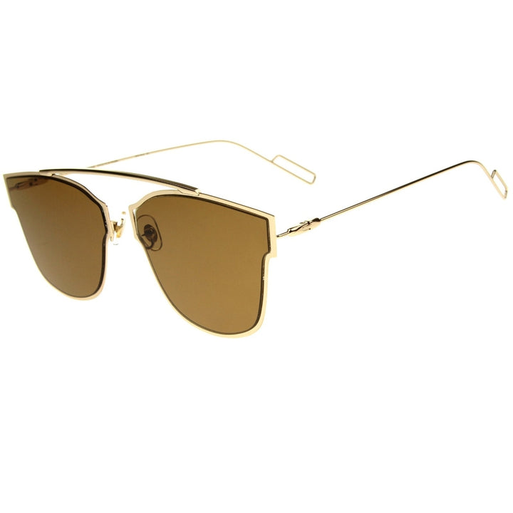 Modern Ultra Thin Open Metal Aviator Sunglasses 55mm UV400 Minimalist Design Image 3