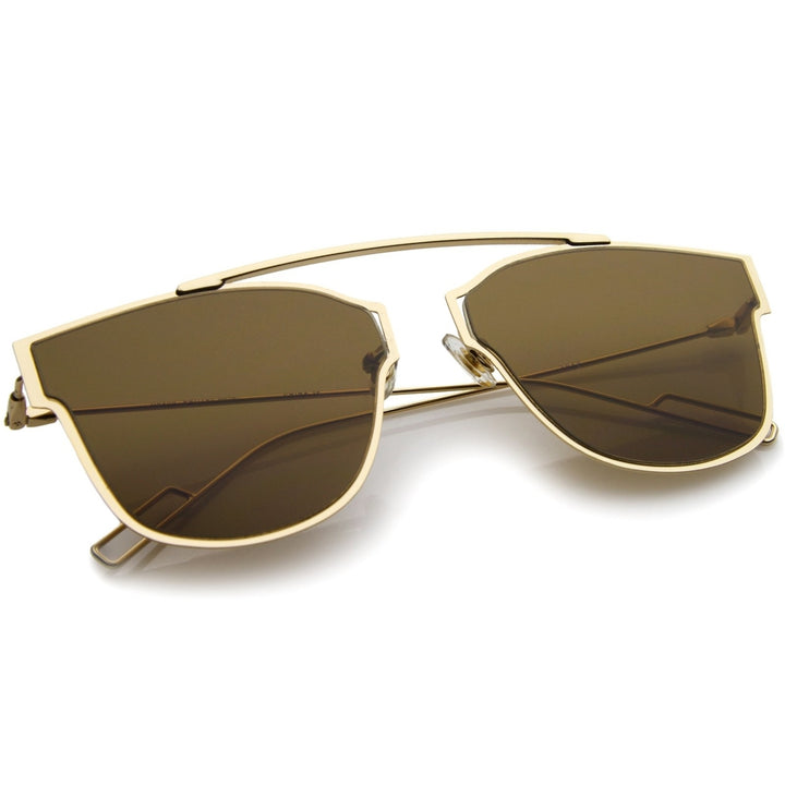 Modern Ultra Thin Open Metal Aviator Sunglasses 55mm UV400 Minimalist Design Image 4