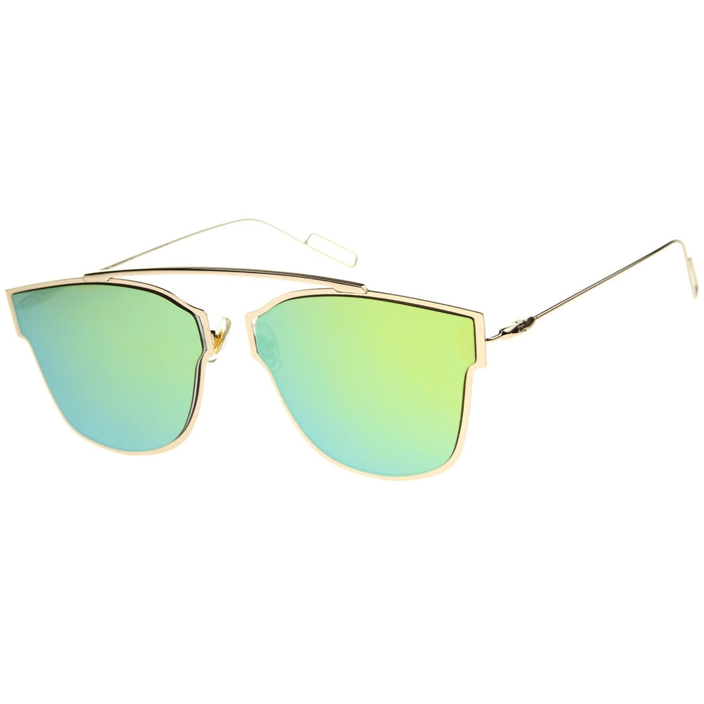 Modern Flash Mirror Lens Ultra Thin Open Metal Minimal Pantos Aviator Sunglasses 55mm Image 2