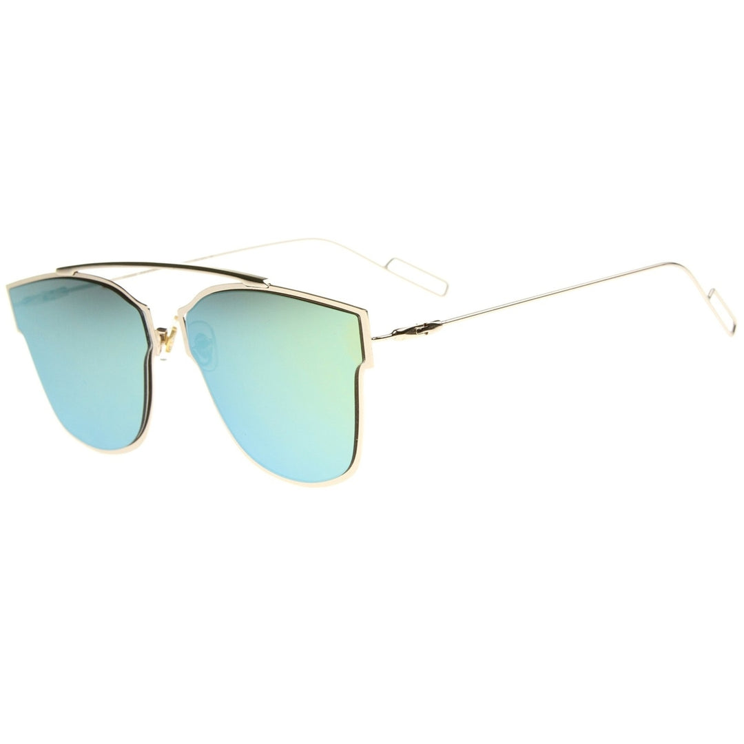 Modern Flash Mirror Lens Ultra Thin Open Metal Minimal Pantos Aviator Sunglasses 55mm Image 3