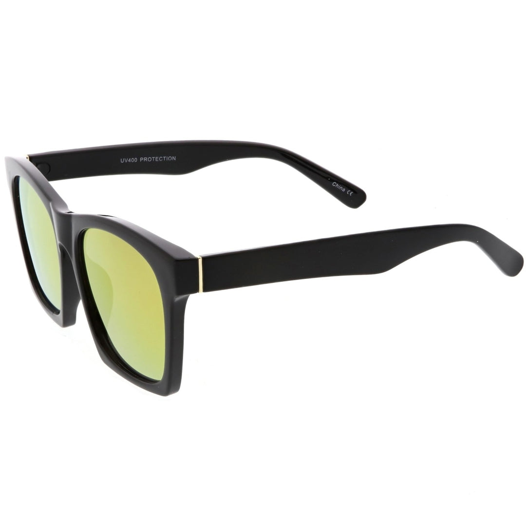 Modern Horn Rimmed Sunglasses Square Color Mirrored Flat Lens 54mm Image 3