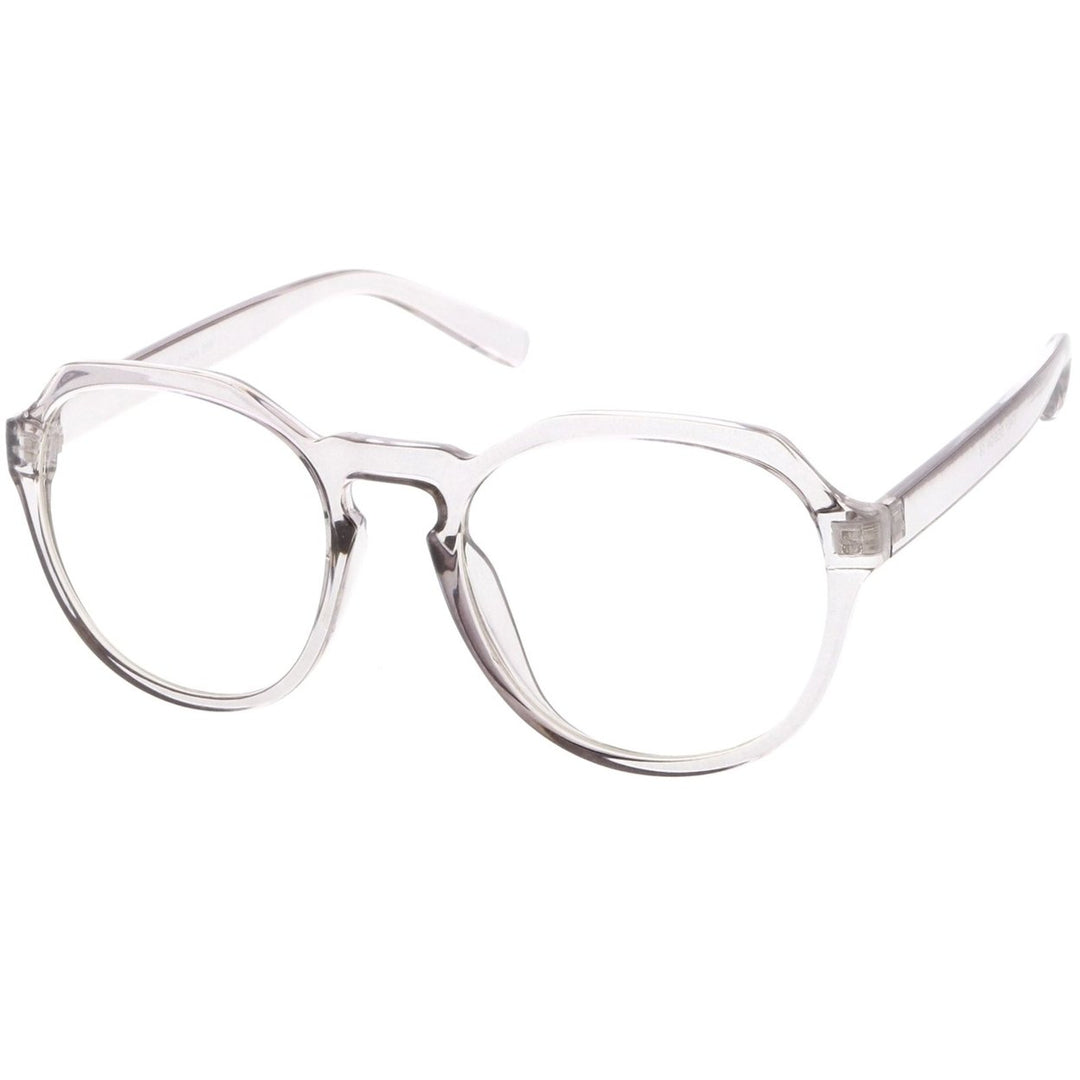 Modern Round Eyeglasses Clear Lens Keyhole Nose Bridge 55mm Plastic Frame Image 2