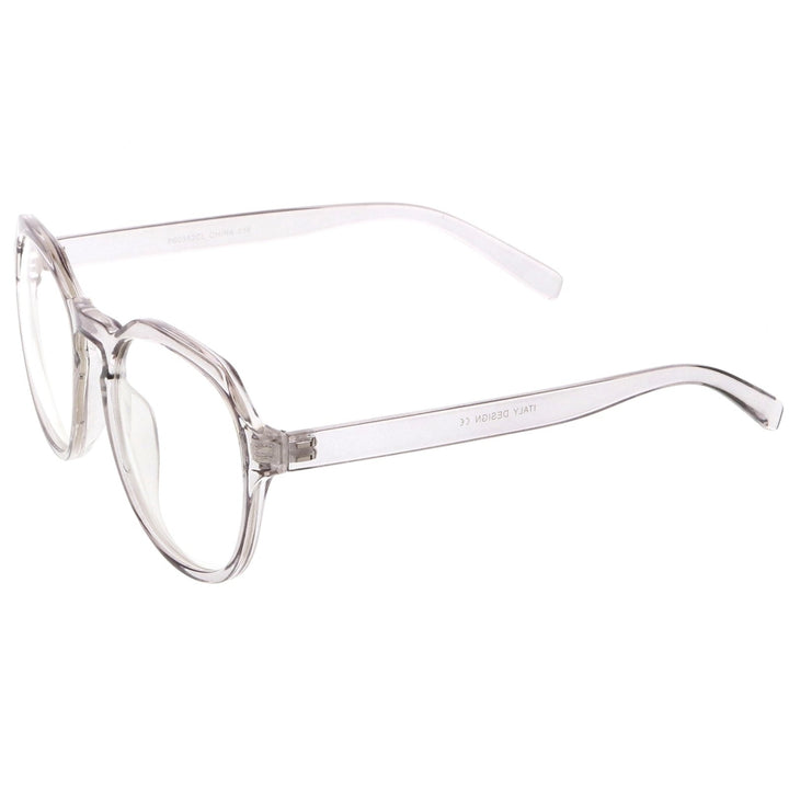 Modern Round Eyeglasses Clear Lens Keyhole Nose Bridge 55mm Plastic Frame Image 3