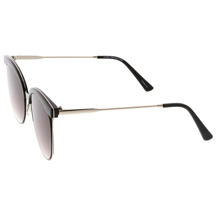 Modern Semi Rimless Cat Eye Sunglasses Cutout Slim Arms Flat Lens 55mm Image 3