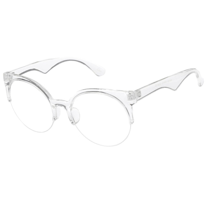 Modern Semi-Rimless Round Clear Lens Eyeglasses Translucent Frame 54mm Image 2