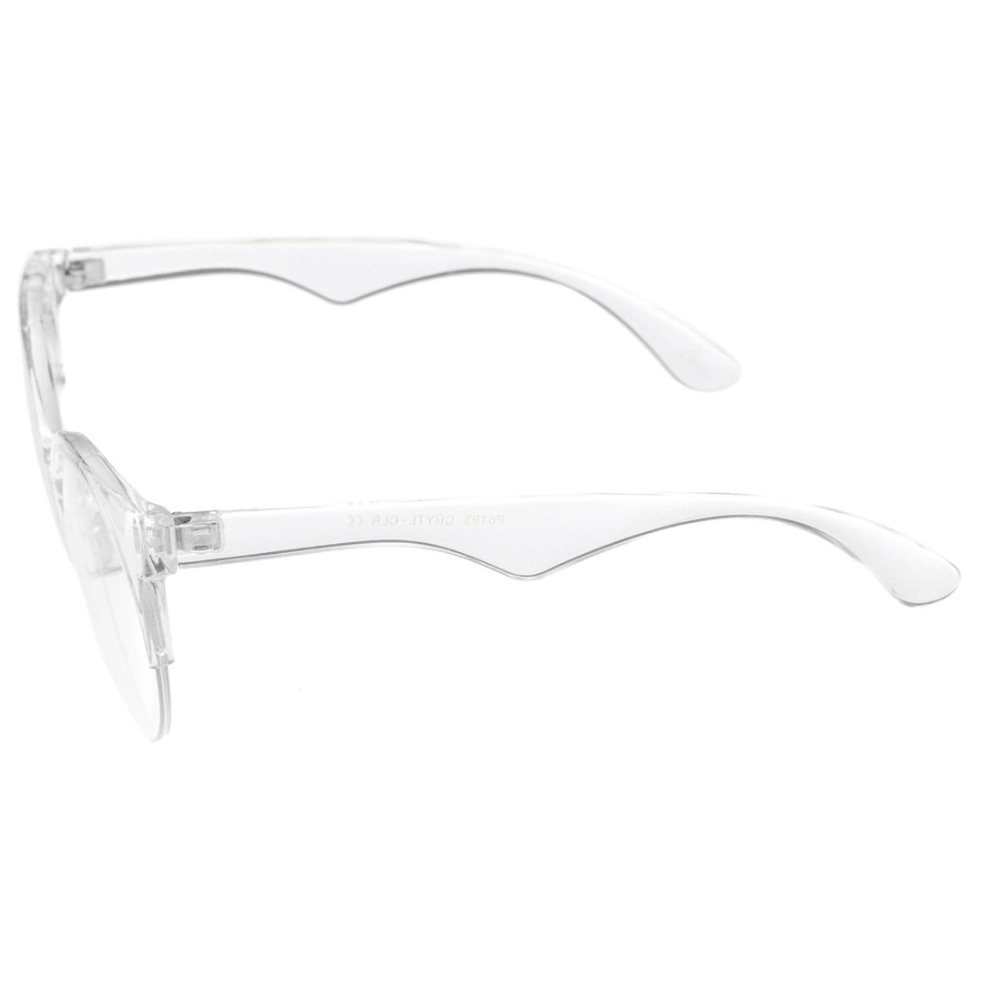 Modern Semi-Rimless Round Clear Lens Eyeglasses Translucent Frame 54mm Image 3