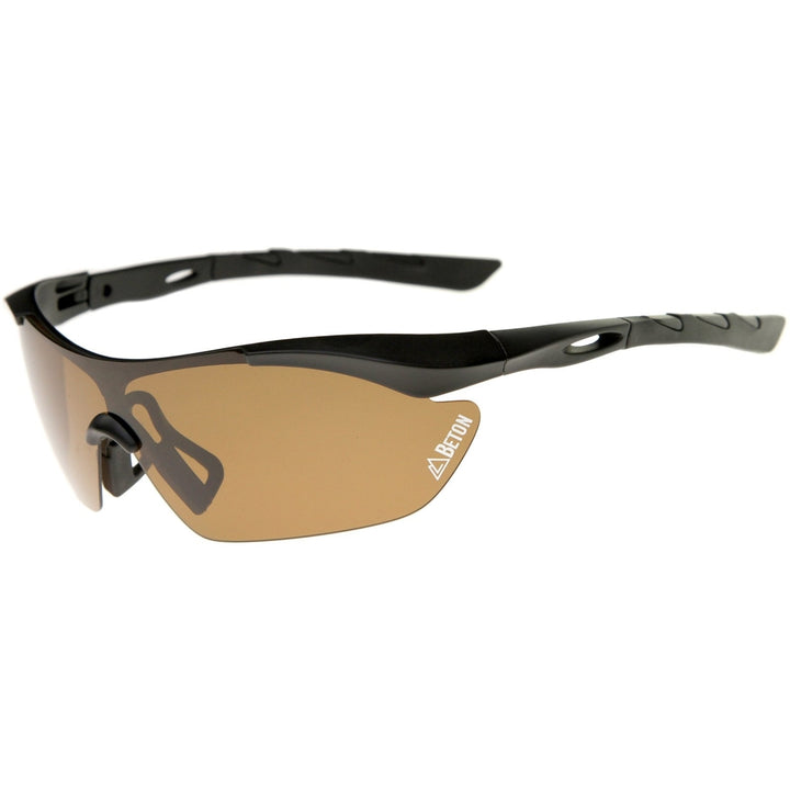 Nepal Polarized Half-Frame Sports Shield Sunglasses 80mm Shatterproof Lens Image 1