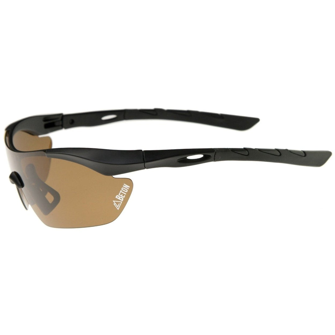 Nepal Polarized Half-Frame Sports Shield Sunglasses 80mm Shatterproof Lens Image 4