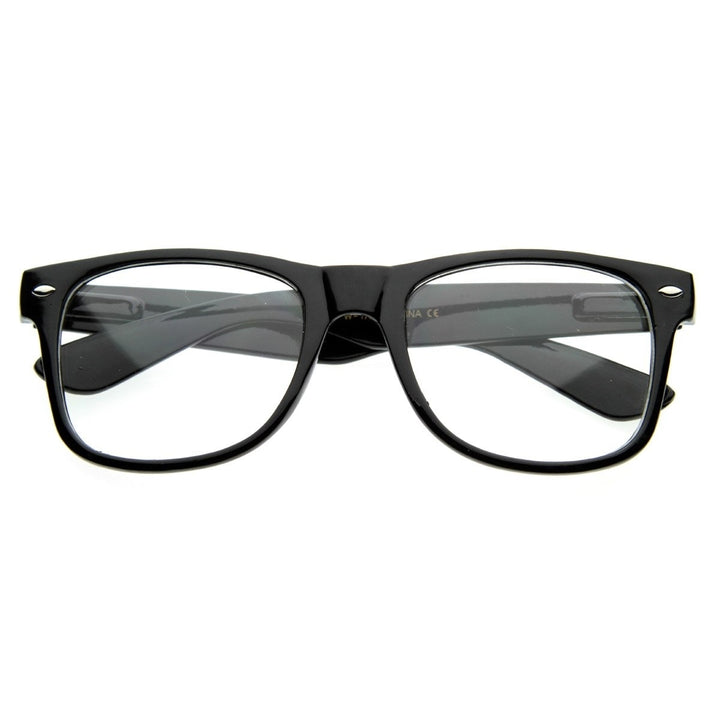 Nerd Raver Poser Clubbing Clear Lens UV400 Dork Horn Rimmed Glasses Image 3
