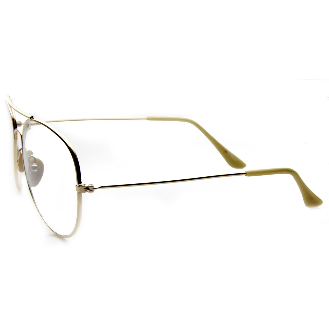 Nickel Plated Tear Drop Wire Frame Basic Metal Clear Lens Aviator Glasses Image 4