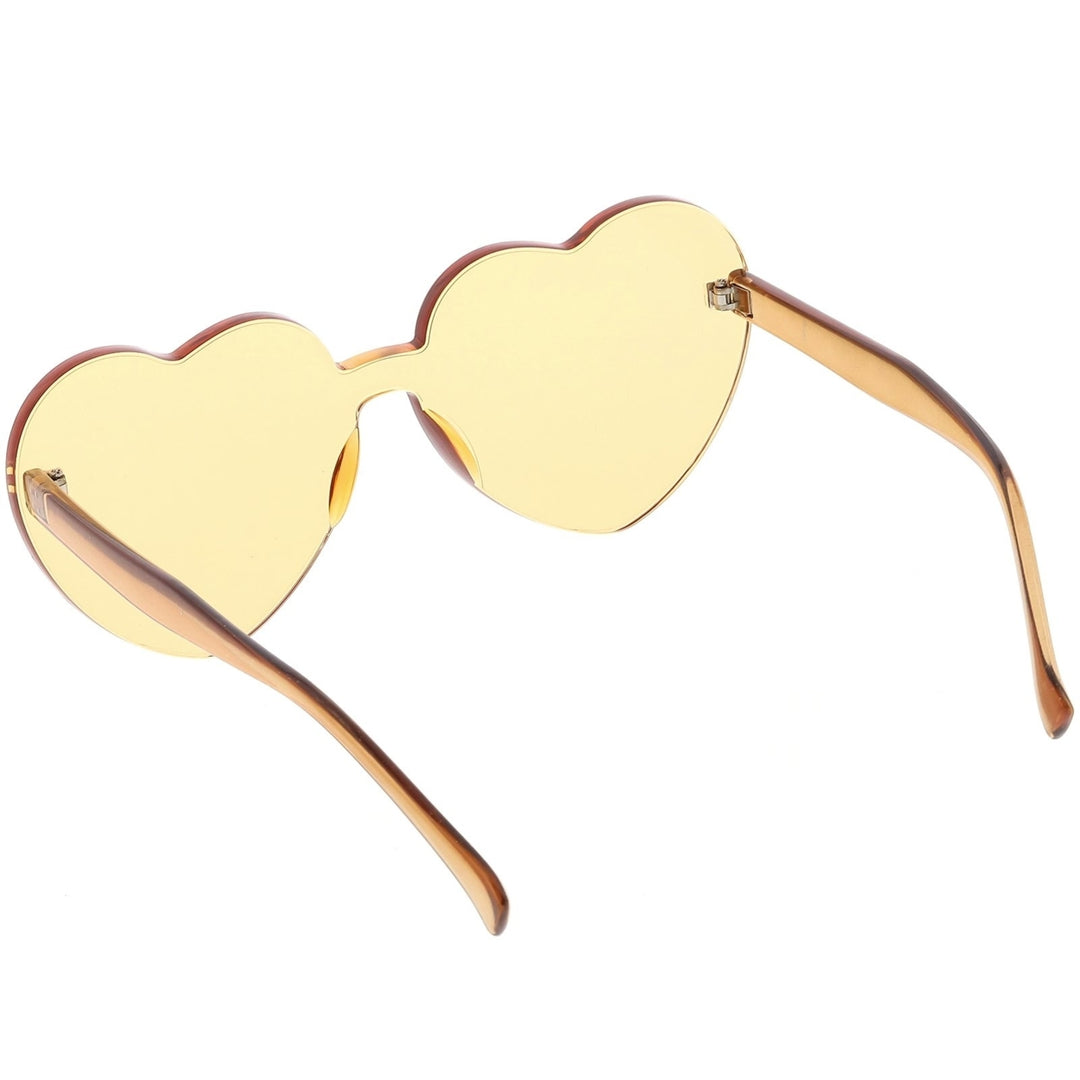 One Piece Rimless Heart Sunglasses Color Tinted Mono Block Lens 65mm Image 4
