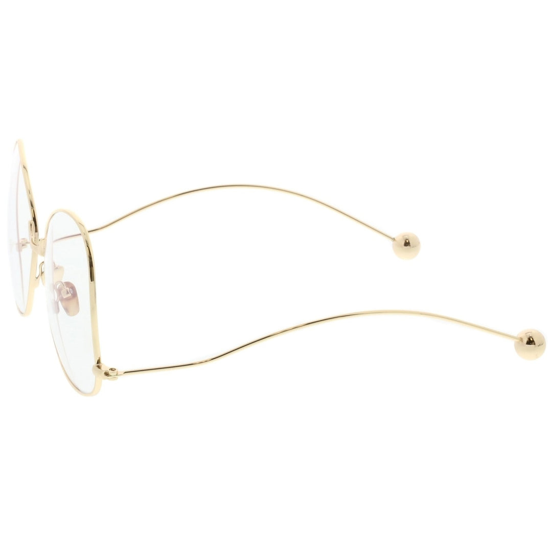 Oversize Butterfly Glasses With Clear Lenses And Thin Metal Arms With Ball Accents Image 3