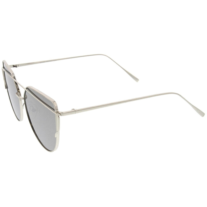 Oversize Metal Frame Thin Temple Color Mirror Flat Lens Aviator Sunglasses 62mm Image 4