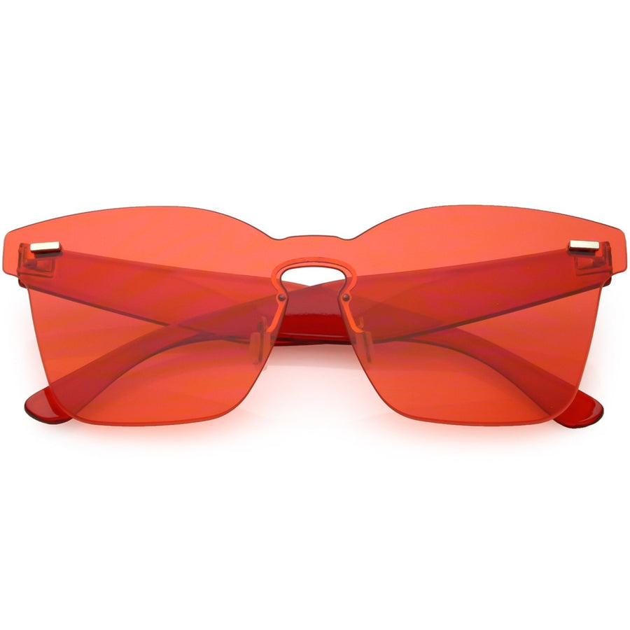 Oversize Rimless Horn Rimmed Sunglasses Keyhole Nose Bridge Mono Flat Lens 59mm Image 1
