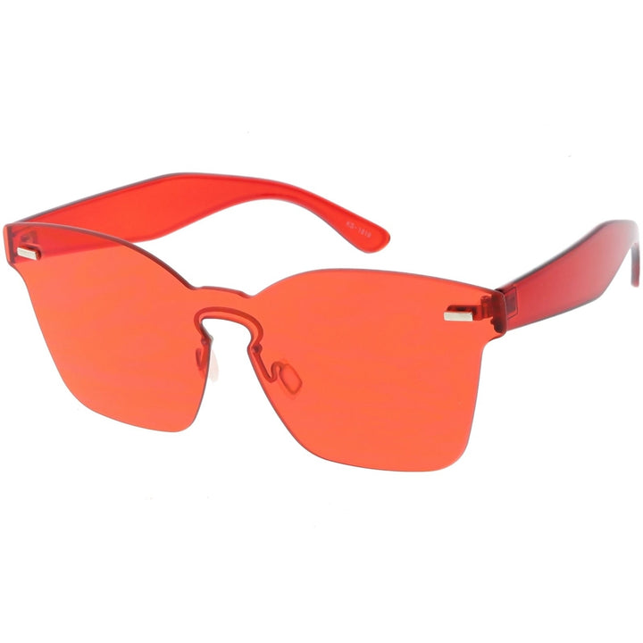 Oversize Rimless Horn Rimmed Sunglasses Keyhole Nose Bridge Mono Flat Lens 59mm Image 2