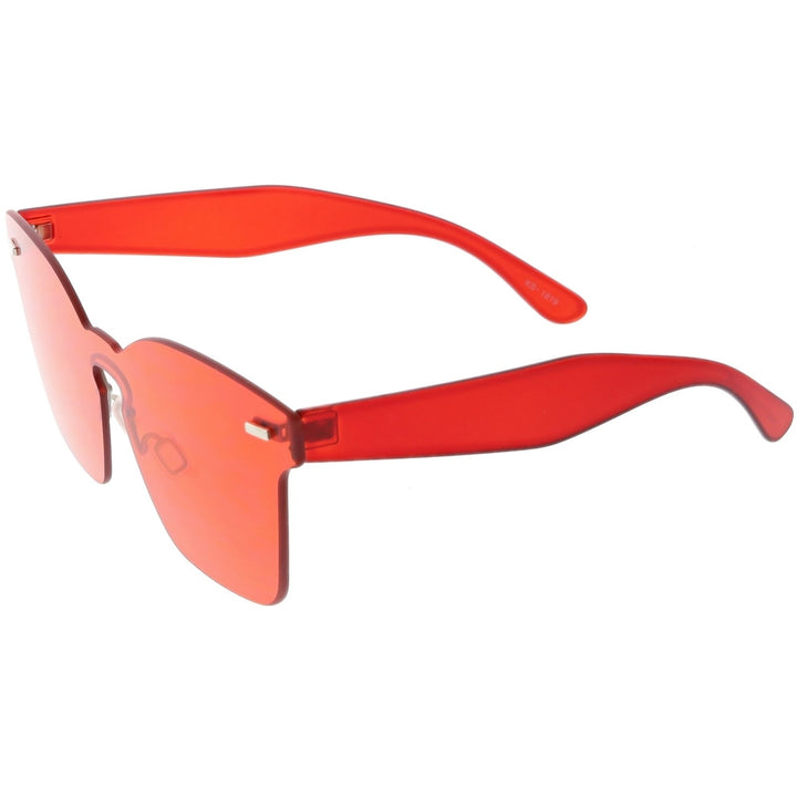Oversize Rimless Horn Rimmed Sunglasses Keyhole Nose Bridge Mono Flat Lens 59mm Image 3