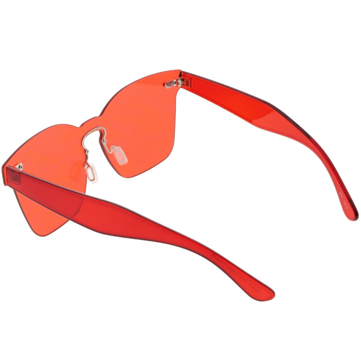 Oversize Rimless Horn Rimmed Sunglasses Keyhole Nose Bridge Mono Flat Lens 59mm Image 4