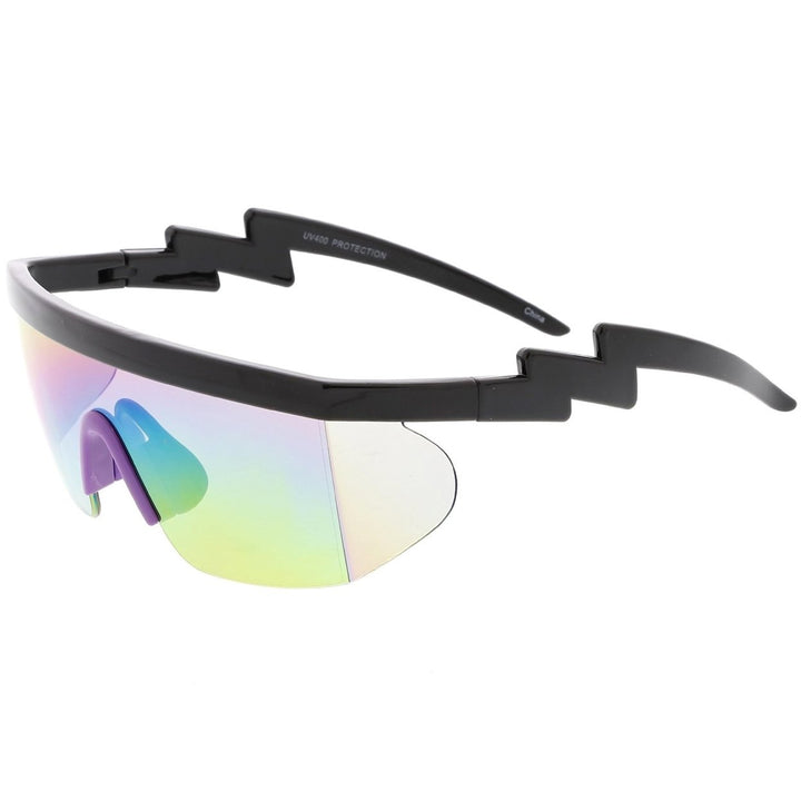 Oversize Semi Rimless Goggle Shield Sunglasses Mirrored Lens 60mm Image 3