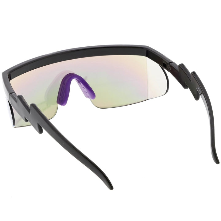 Oversize Semi Rimless Goggle Shield Sunglasses Mirrored Lens 60mm Image 4