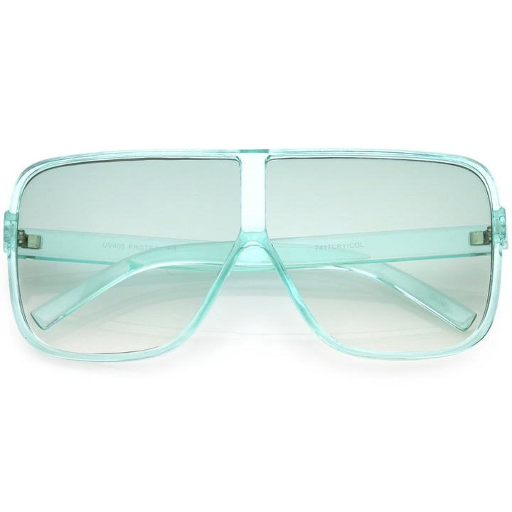 Oversize Translucent Square Sunglasses Flat Top Color Tinted Lens 69mm Image 1