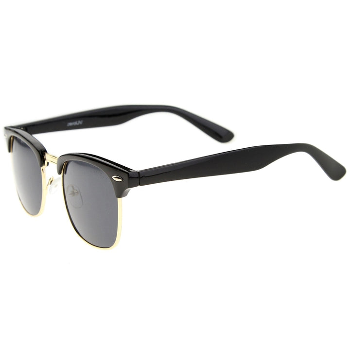 Premium Half Frame Horn Rimmed Sunglasses Metal Rivets UV400 Polycarbonate Lenses Image 3