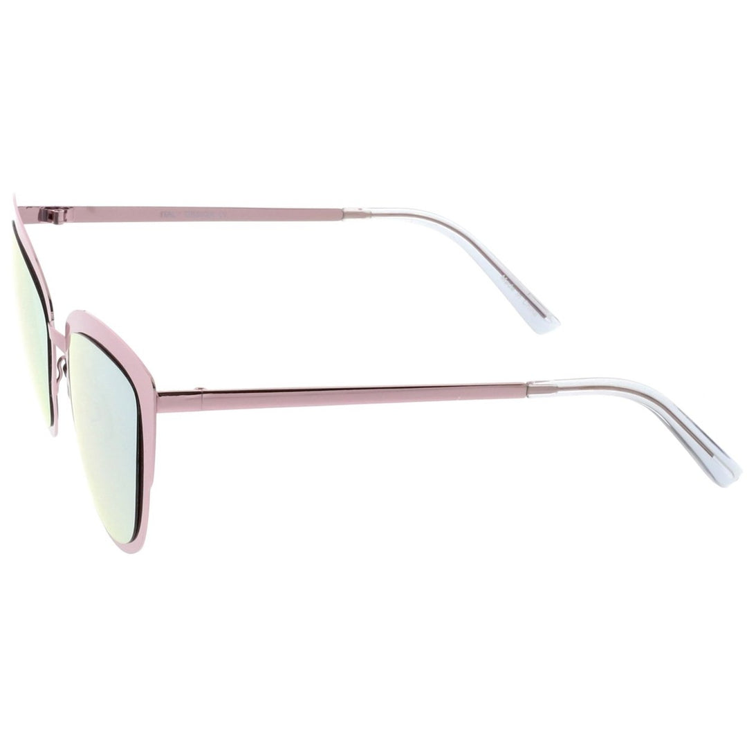 Premium Oversize Metal Cat Eye Sunglasses With Colored Mirror Lens 54mm Image 3