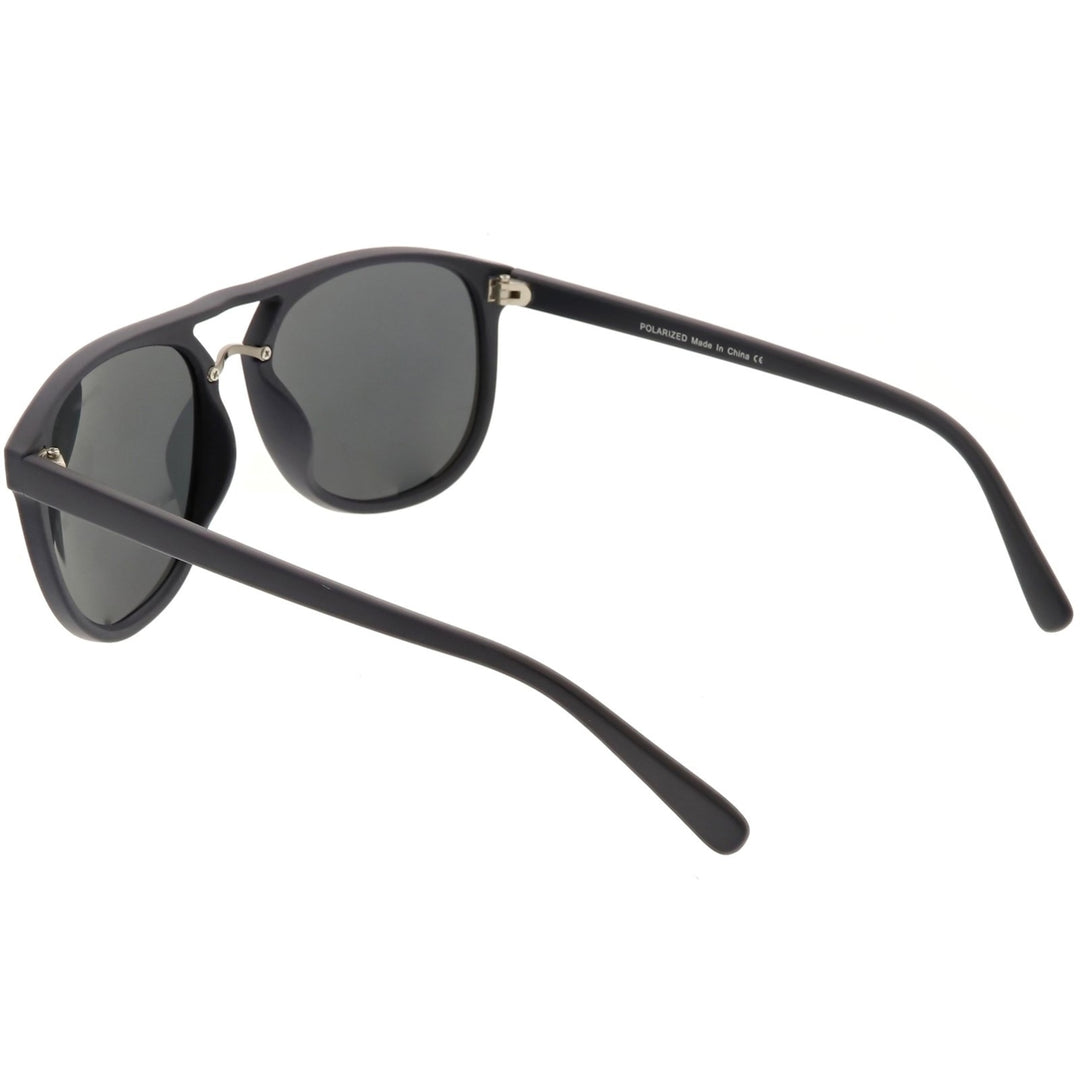 Premium Polarized Flat Top Aviator Sunglasses Metal Nose Bridge Round Lens 55mm Image 4