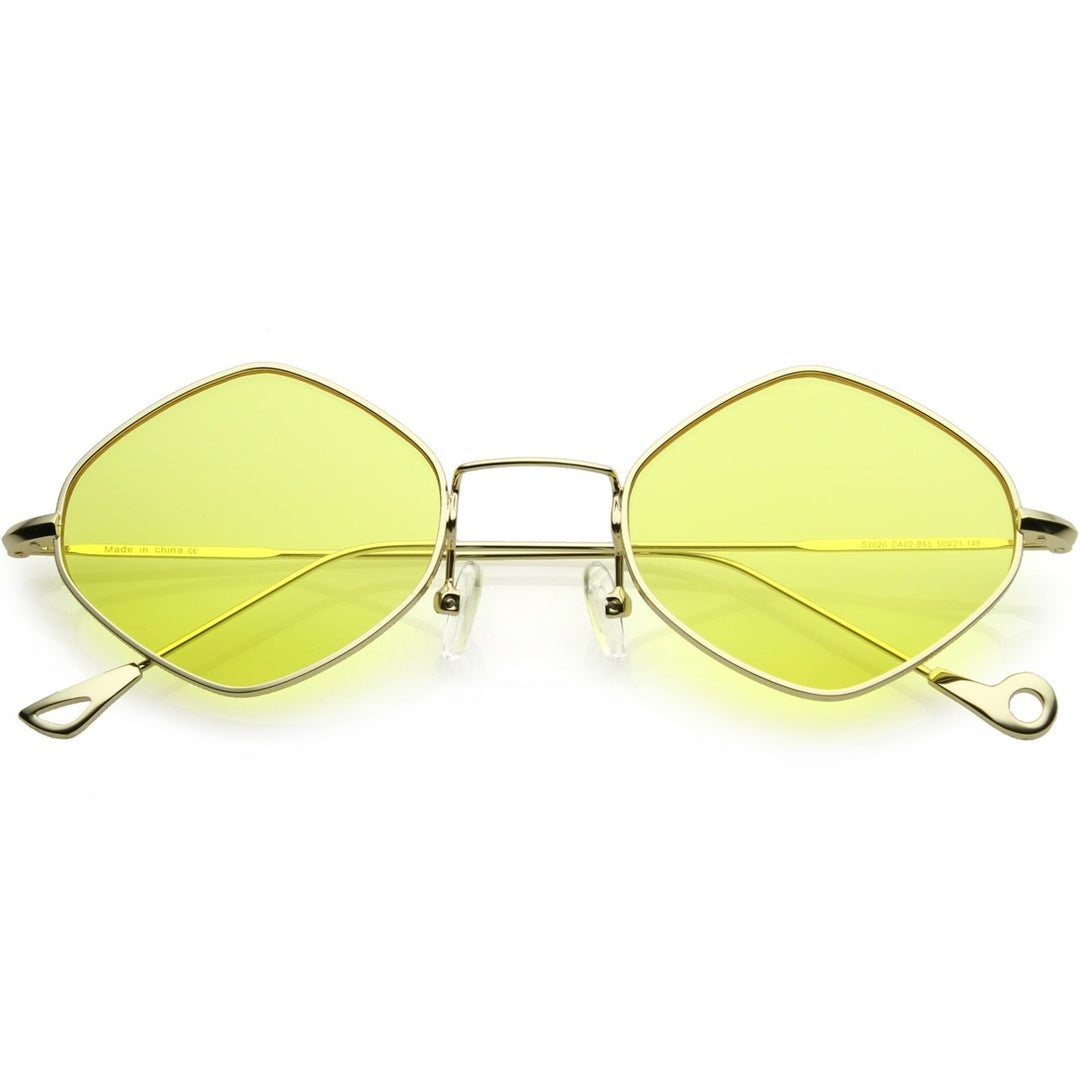 Small Metal Diamond Sunglasses Ultra Slim Arms Color Tinted Flat Lens 51mm Image 1