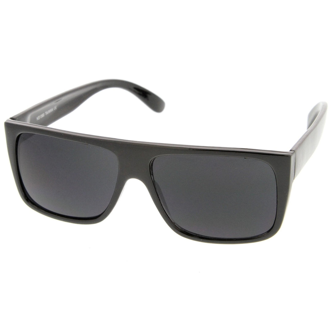 Retro Flat Top Wide Temple Eazy E Style Rectangle Sunglasses 57mm Image 2