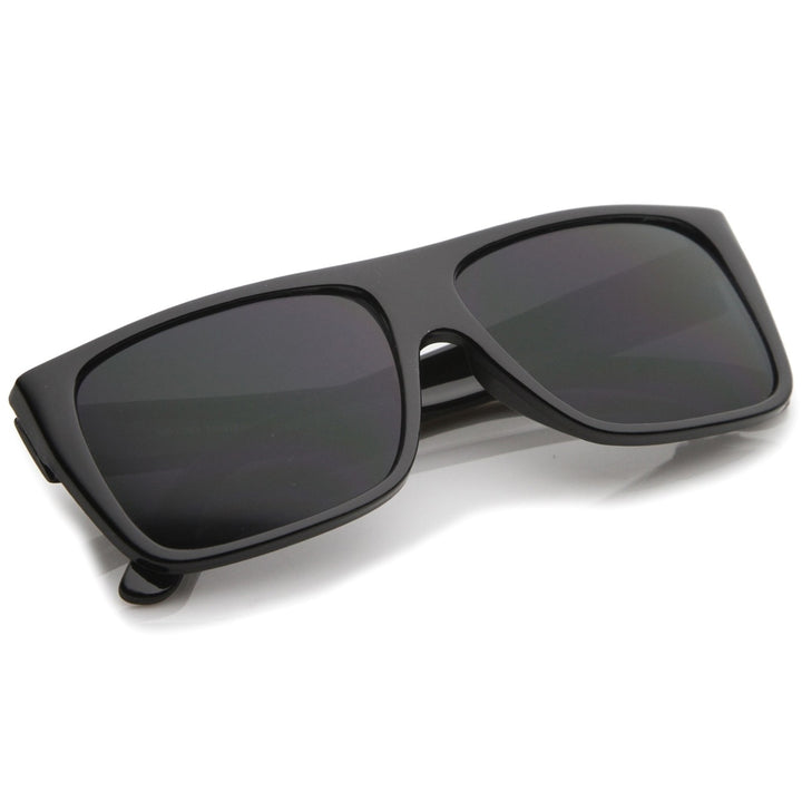 Retro Flat Top Wide Temple Eazy E Style Rectangle Sunglasses 57mm Image 4