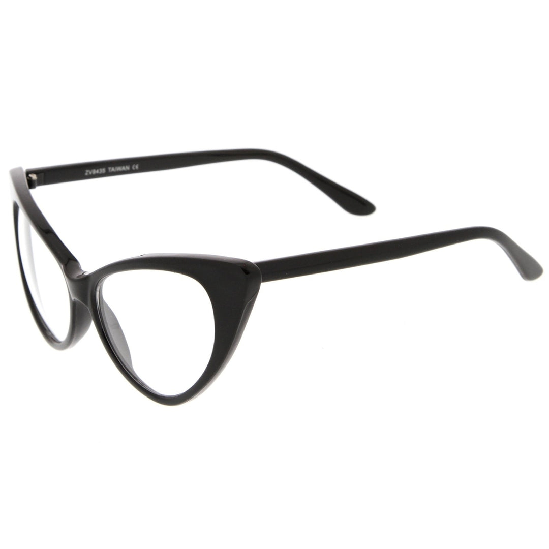 Retro High Sitting Temples Clear Lens Exaggerated Cat Eye Glasses 55mm Image 3