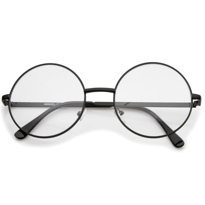 Retro Lennon Style Mid Size Metal Frame Clear Lens Round Glasses 51mm Image 1