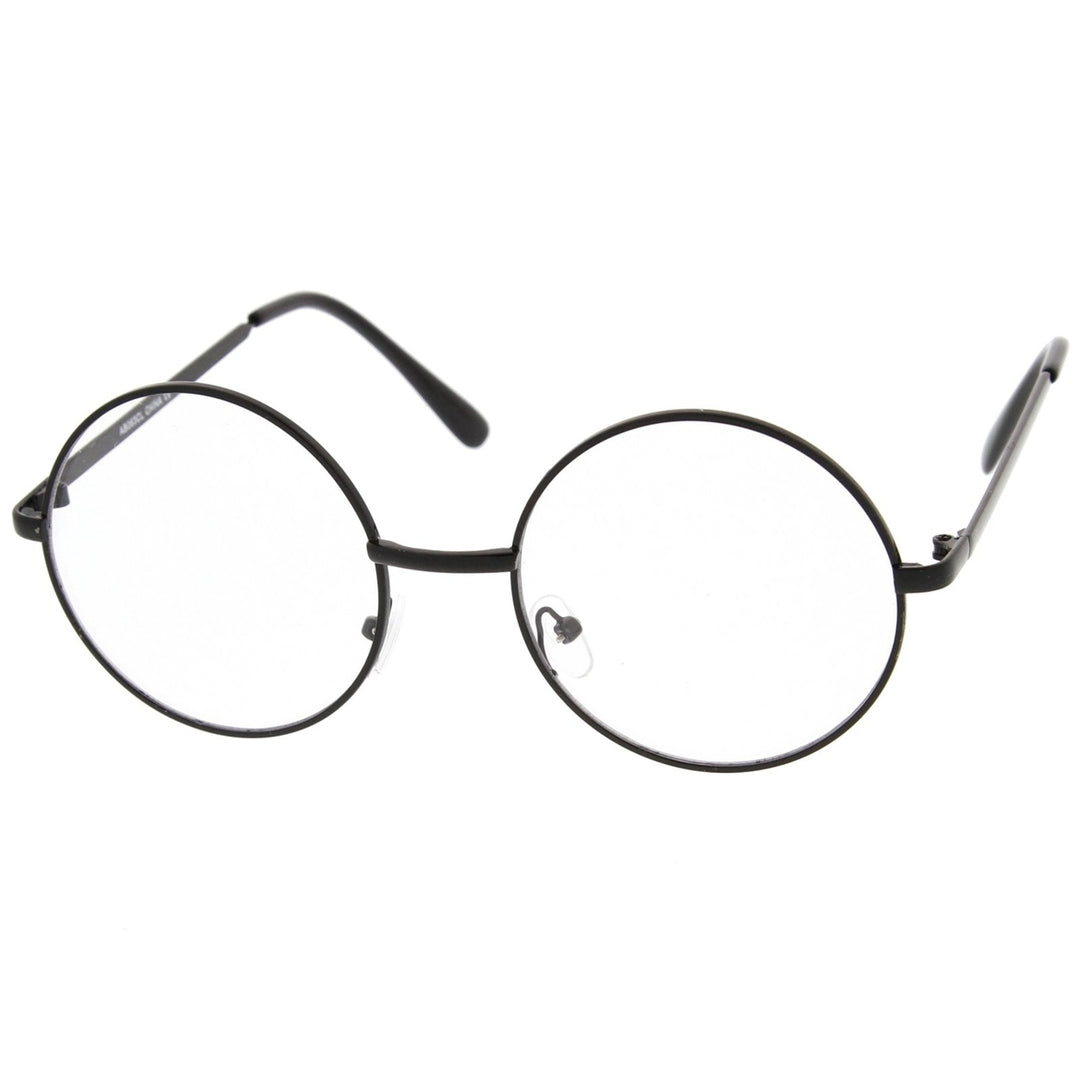 Retro Lennon Style Mid Size Metal Frame Clear Lens Round Glasses 51mm Image 2