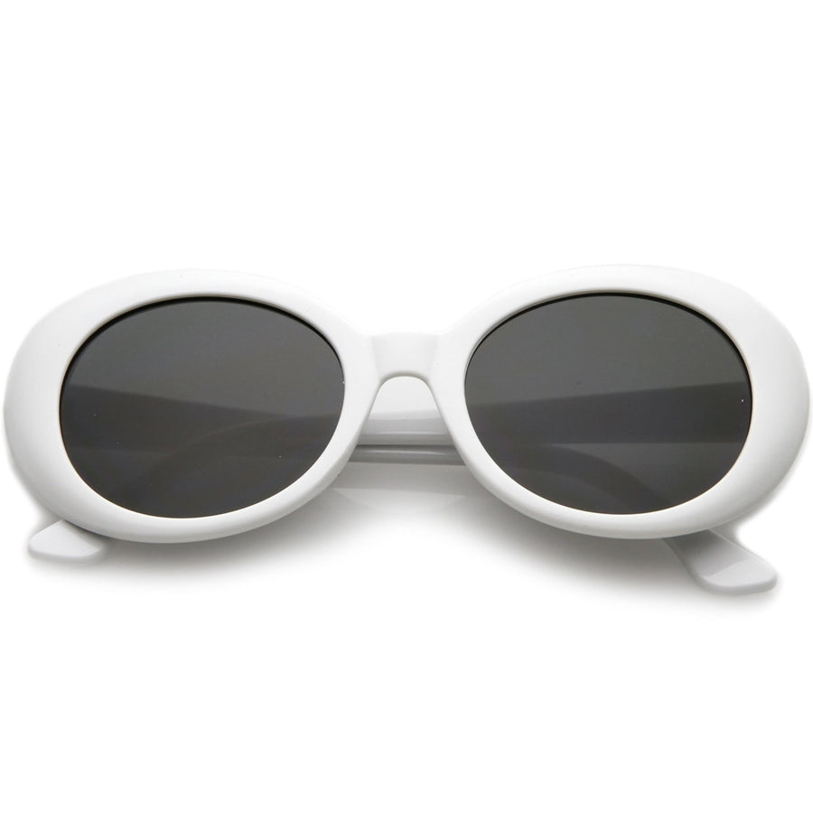 Retro Oval Sunglasses Tapered Arms Neutral Round Lens 53mm UV Protection Image 1