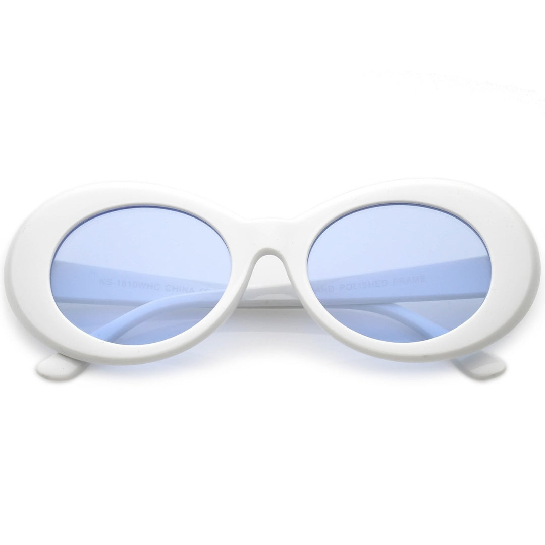Retro Oval Sunglasses With Tapered Arms Colored Lens 50mm Image 1