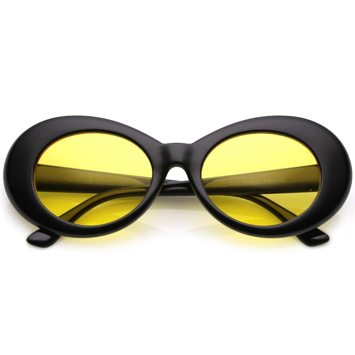 Retro Oval Sunglasses With Tapered Arms Color Tinted Round Lens 51mm Image 1
