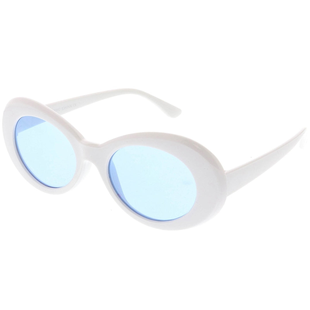 Retro Oval Sunglasses With Tapered Arms Colored Lens 50mm Image 3