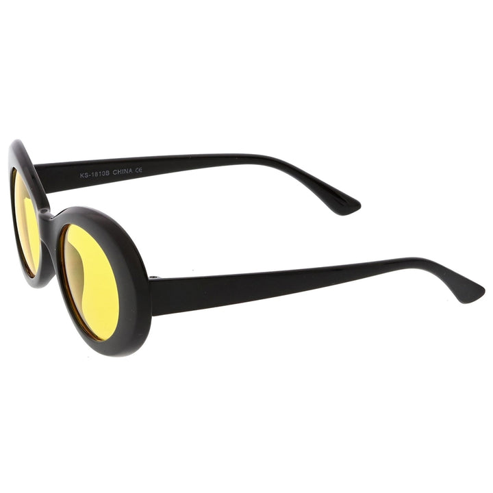 Retro Oval Sunglasses With Tapered Arms Color Tinted Round Lens 51mm Image 3