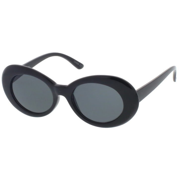 Retro Oval Sunglasses With Tapered Arms Neutral Colored Round Lens 51mm Image 3