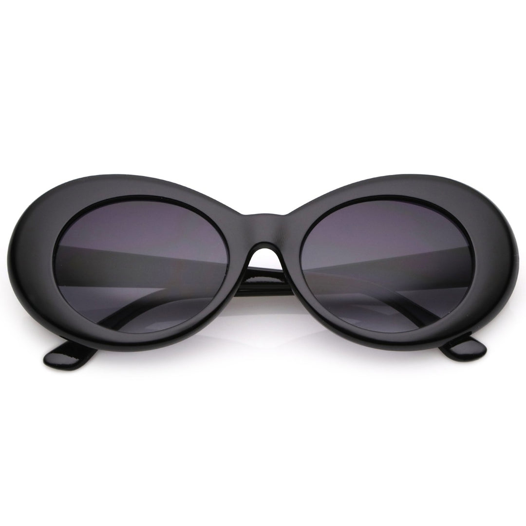 Retro Oval Sunglasses With Tapered Arms Neutral Colored Gradient Lens 50mm Image 1