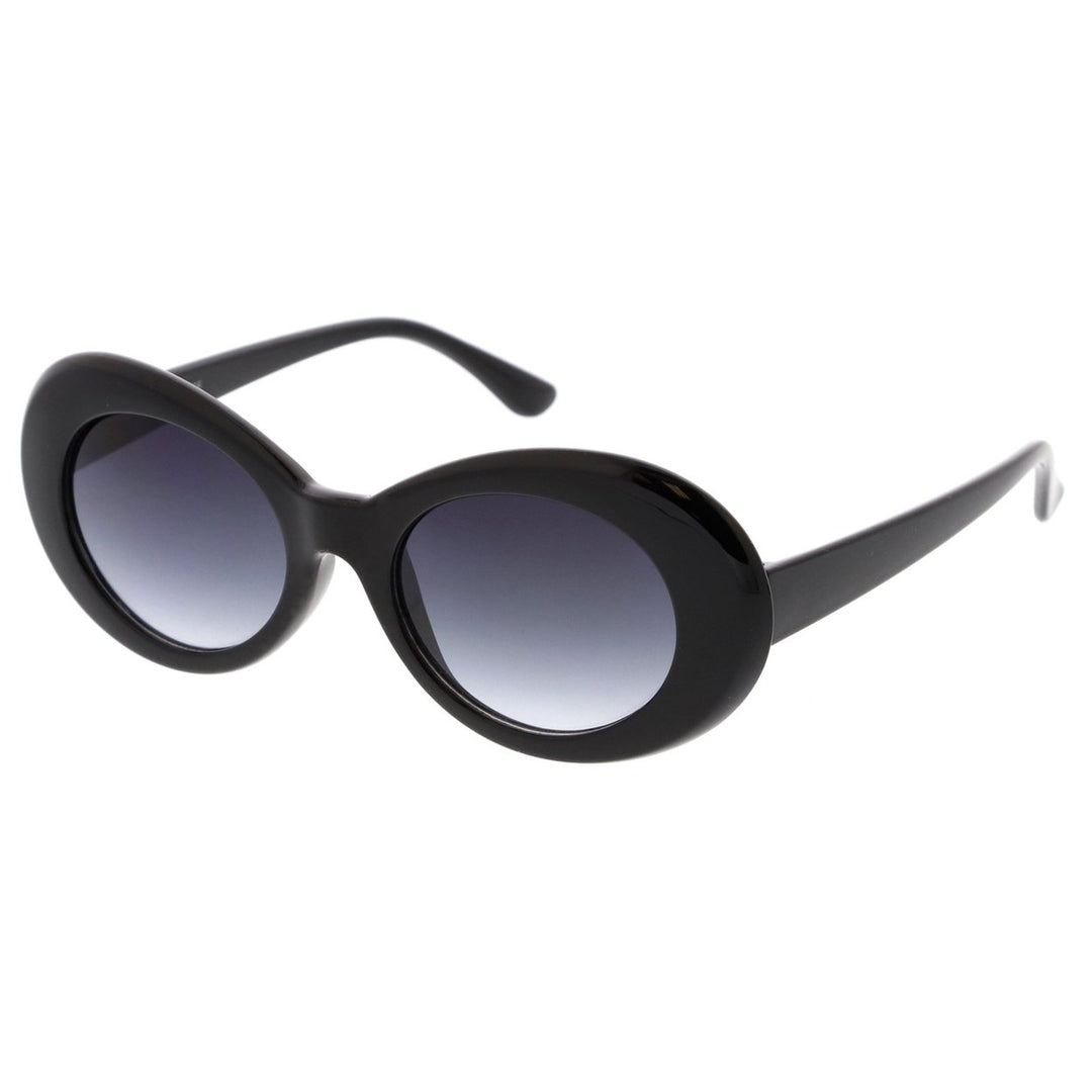 Retro Oval Sunglasses With Tapered Arms Neutral Colored Gradient Lens 50mm Image 2