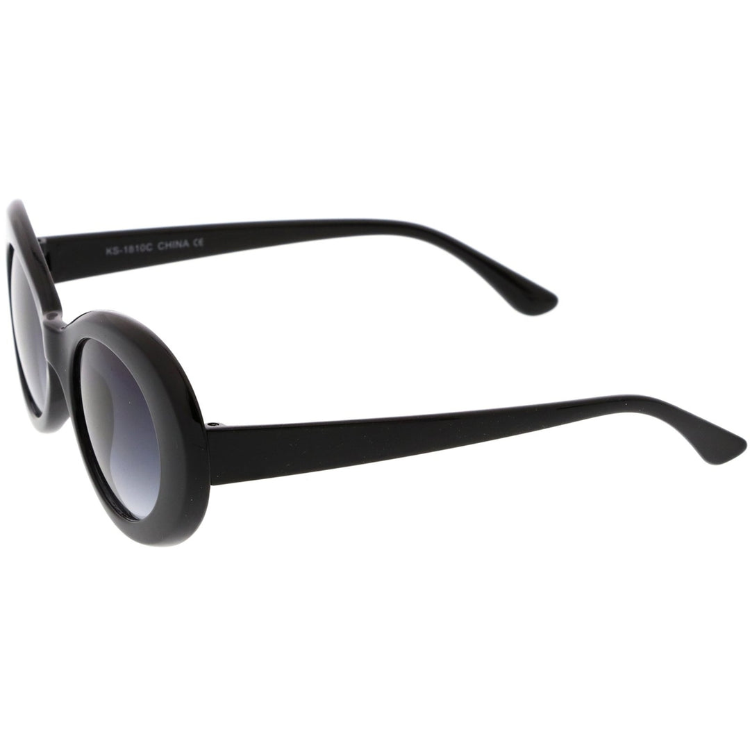 Retro Oval Sunglasses With Tapered Arms Neutral Colored Gradient Lens 50mm Image 3